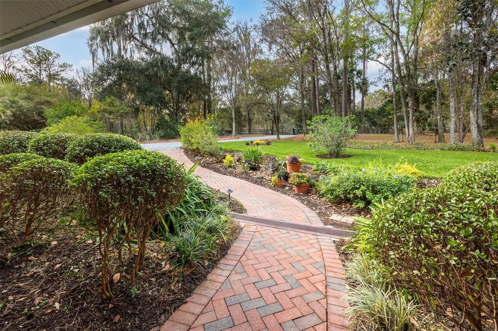 Front Walk looking toward the gated entrance