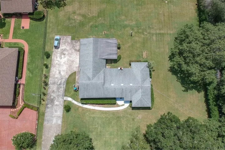 Overhead aerial view illustrating home layout and structure footprint.