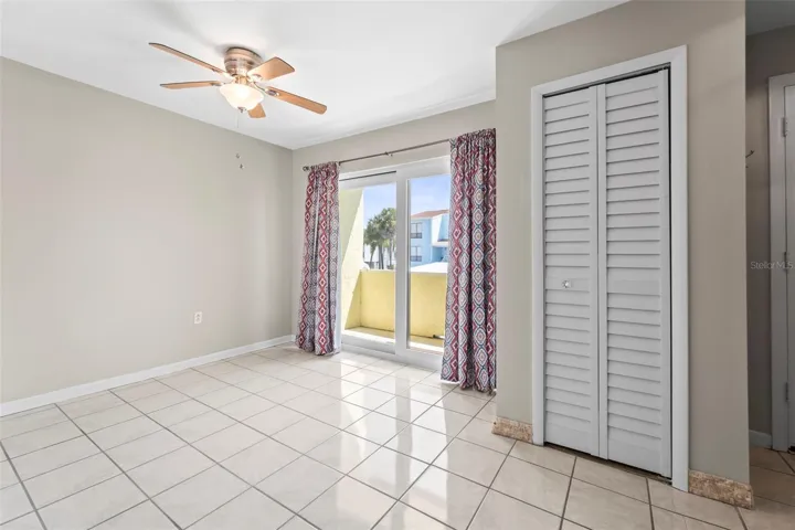 Dining area overlooking porch...showing closet