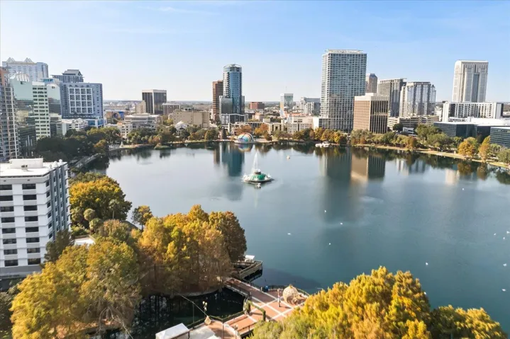 Steps to iconic Lake Eola.