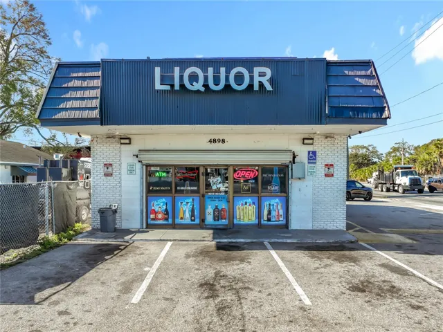 Front Building Elevation with Prominent Liquor Signage