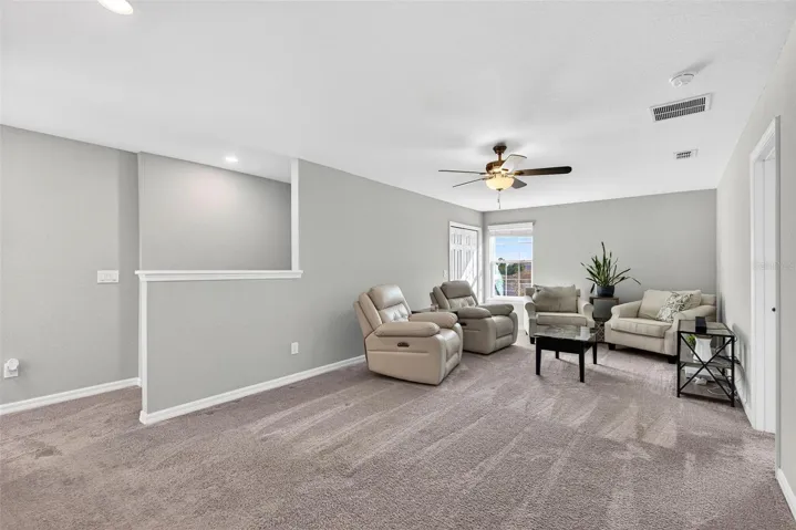 Loft Area offers upgraded ceiling fan and large storage closet