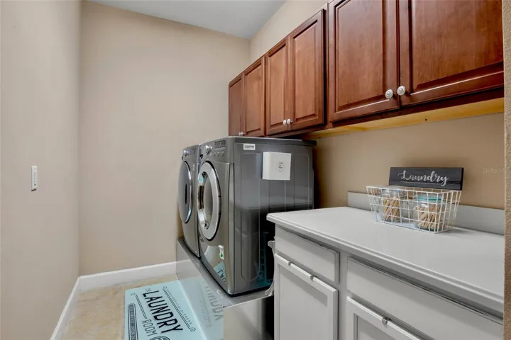Spacious Laundry room with storage.