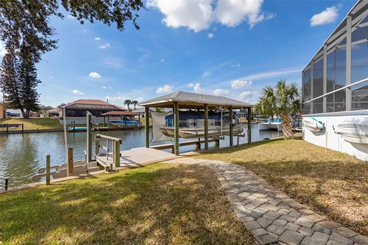 Paver walkway to boat house