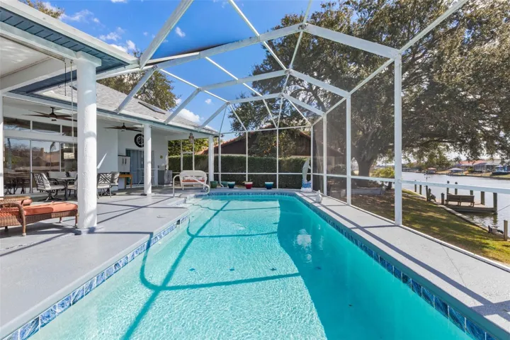 Pool with canal views