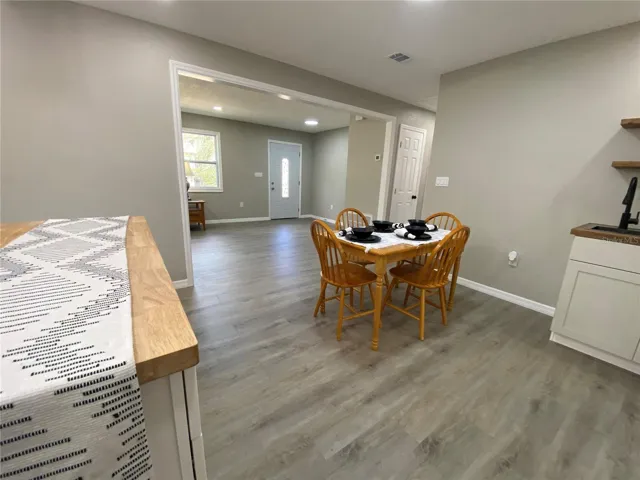 Dining room and kitchen island