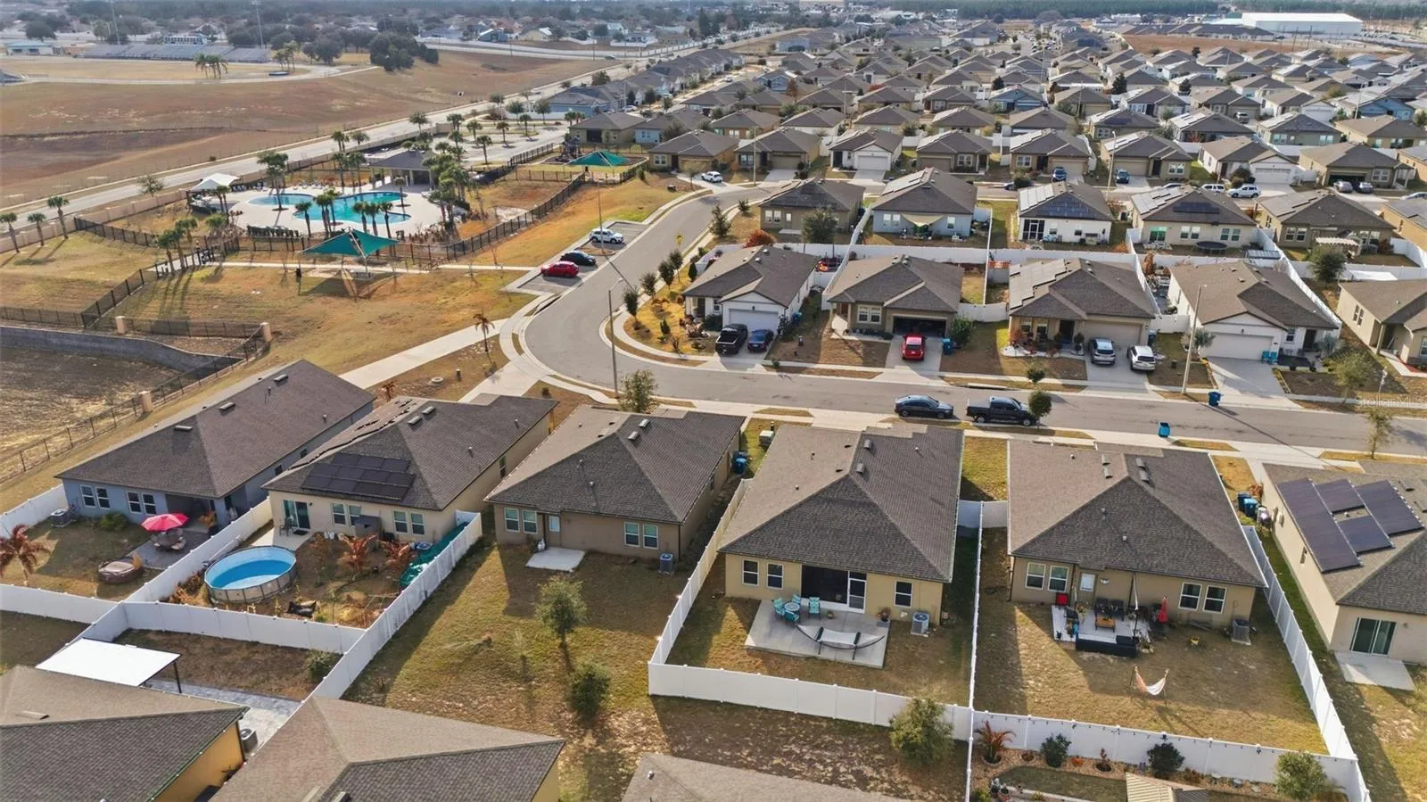 Aerial view of back of home
