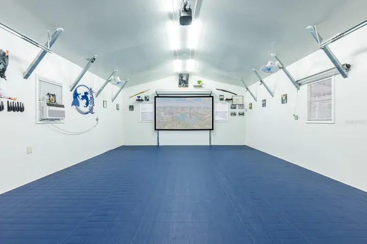 Detached garage interior.