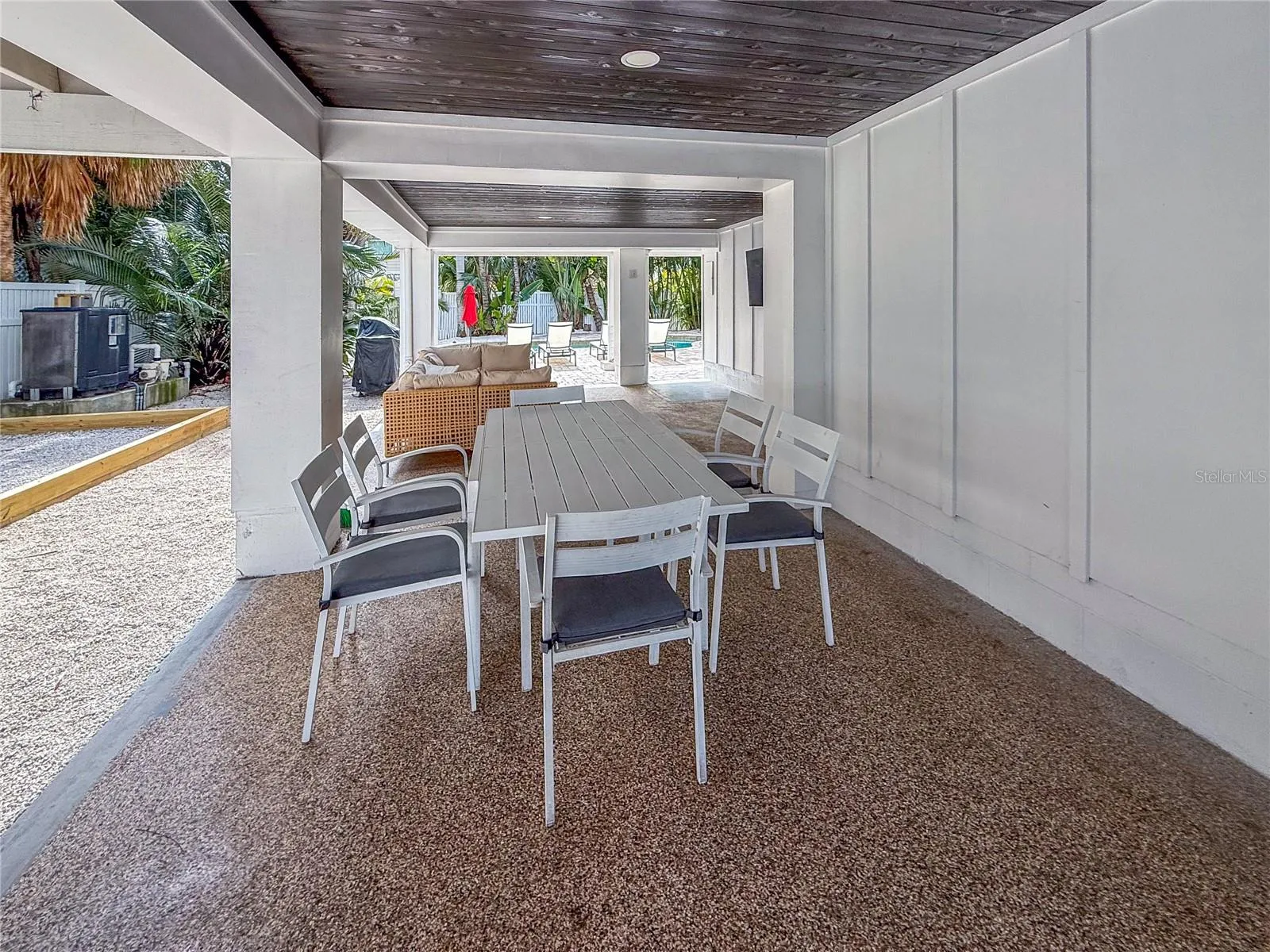 Covered outdoor dining area