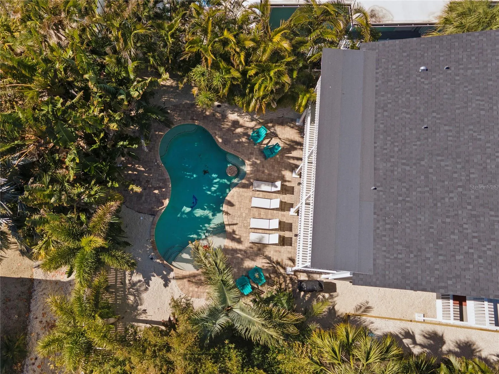 AERIAL VIEW OF POOL AREA