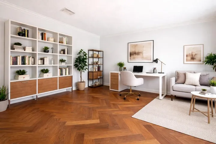Virtually staged, entrance room, possible office or dining room