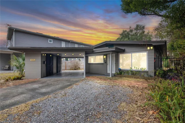 Twilight view of front of home