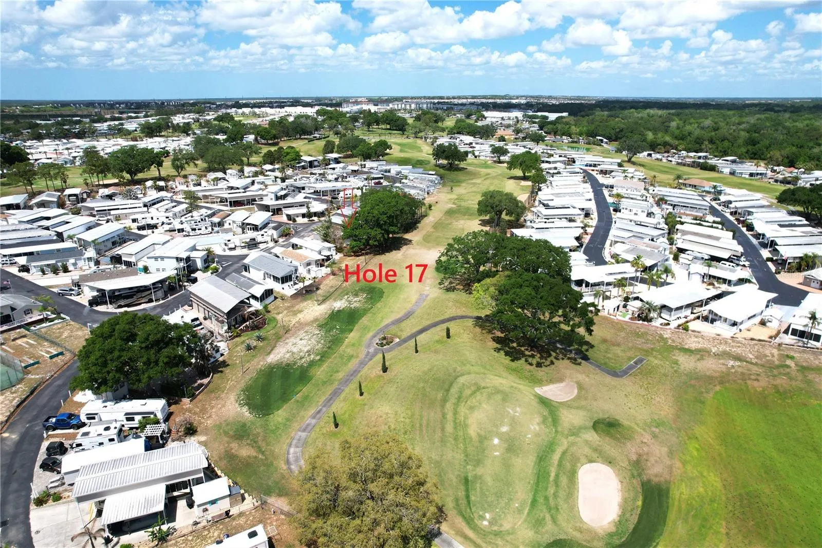 Overlooking Hole 17 on the golf course!