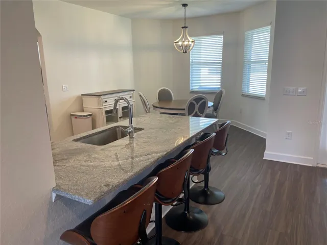 Kitchen Granite Counter and bar stools