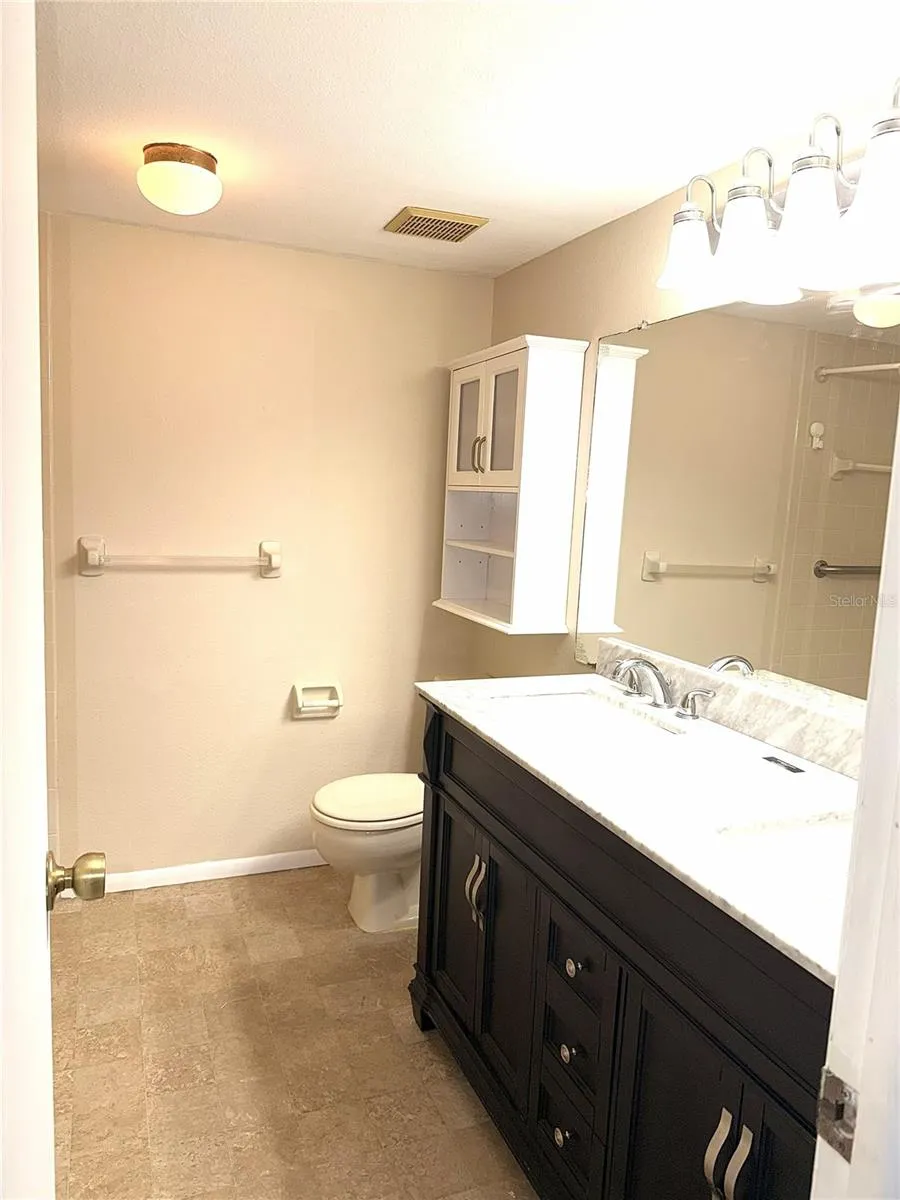 spacious primary bathroom