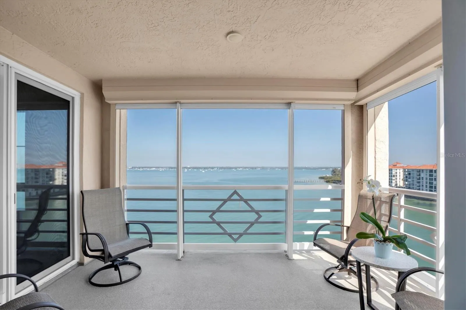 Balcony with water view