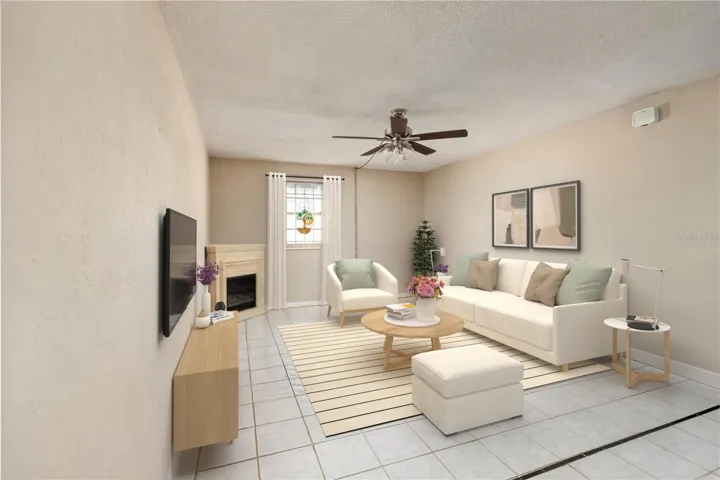 Virtually staged living room