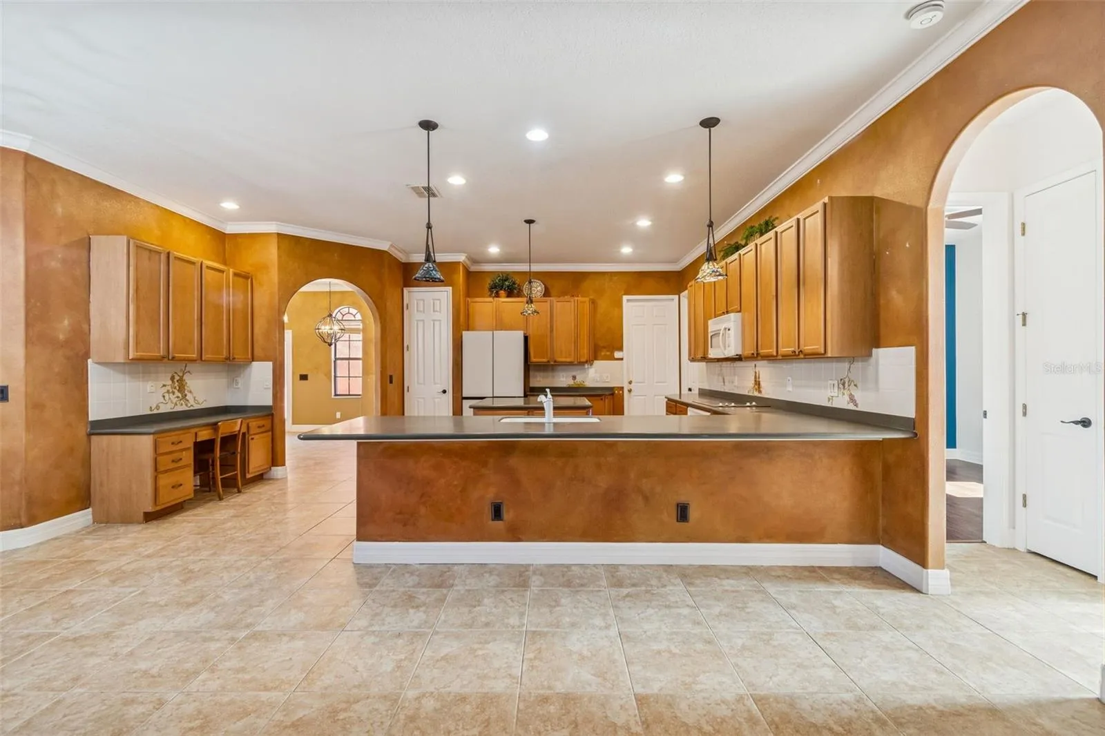 Desk in kitchen