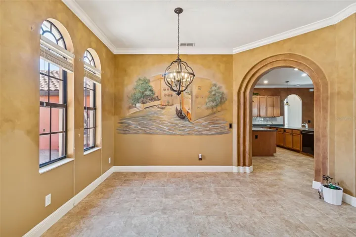 Dining room with custom mural