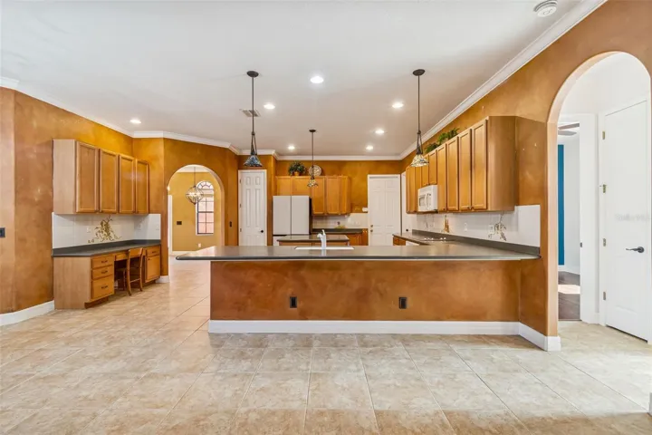 Desk in kitchen