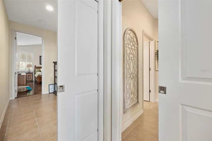 Pocket doors close off hallways