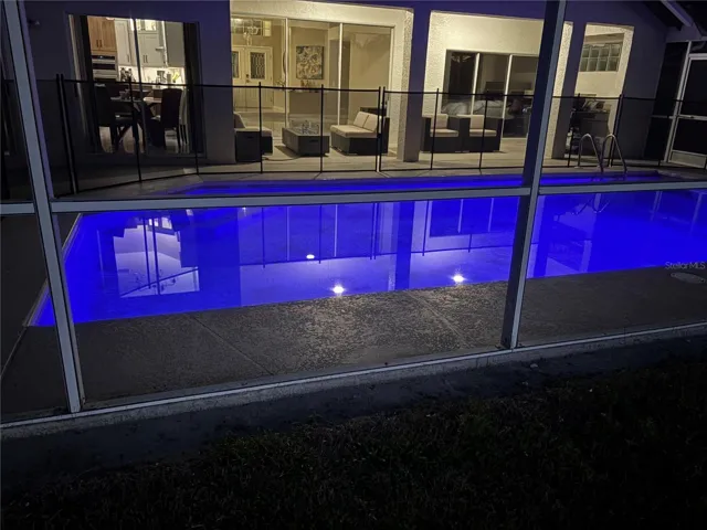Pool with color changing lights
