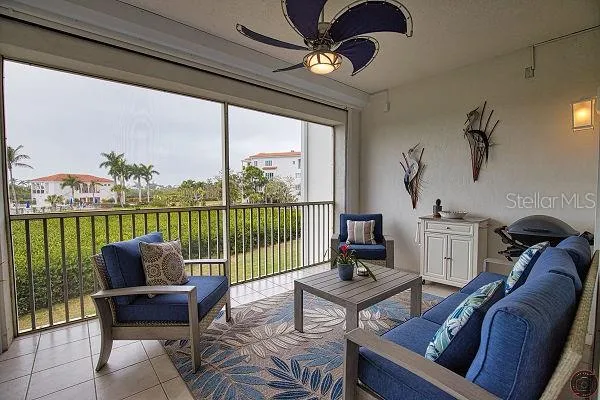 Lanai with electric hurricane screens