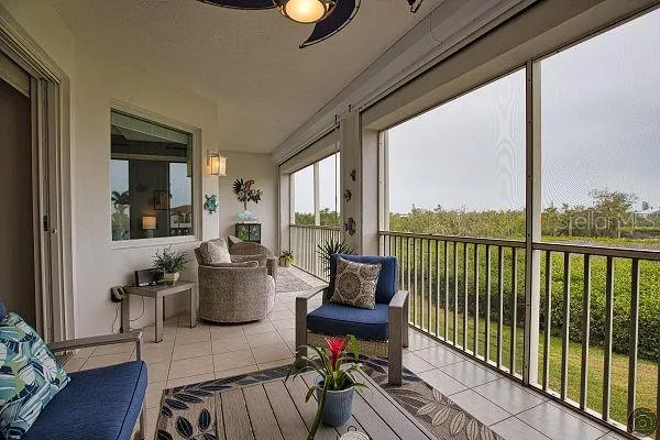 Lanai with electric hurricane screens