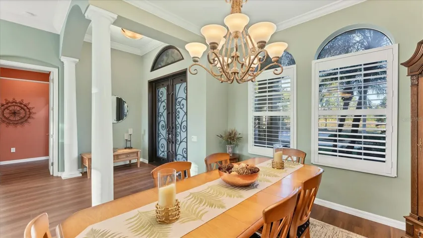 Striking architectural details throughout.  Plantation shutters for timeless style and light control.