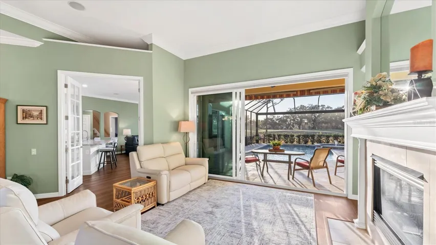 Welcoming entrance with views of River Club golf course.