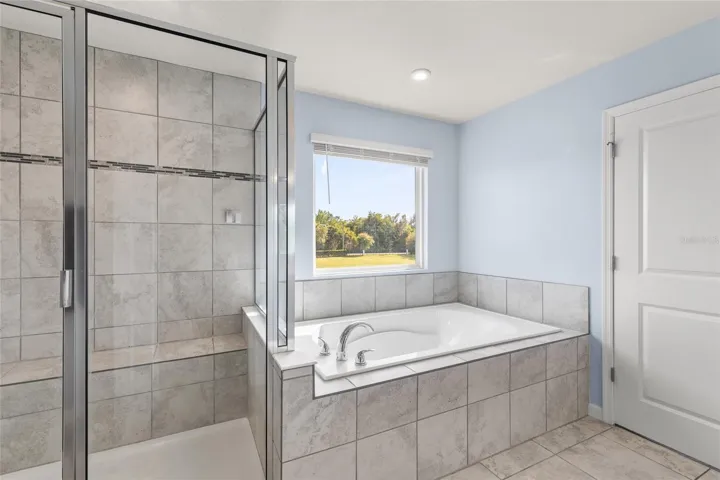 Soaking tub and separate large shower stall