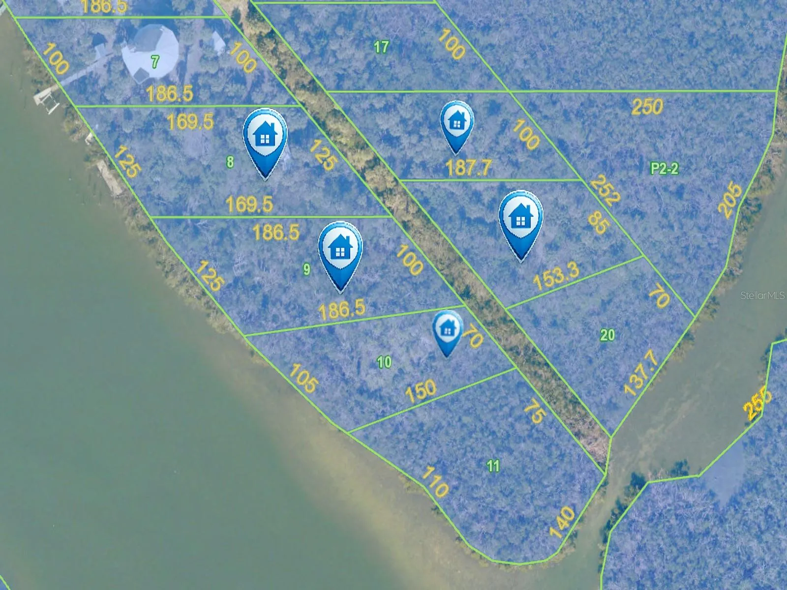 Build 4 to 5 houses or replat and build a large waterfront home