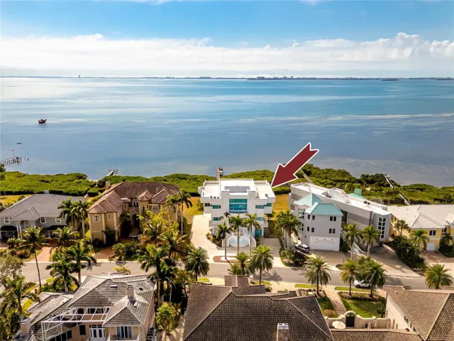 Aerial view of home with Sarasota Bay