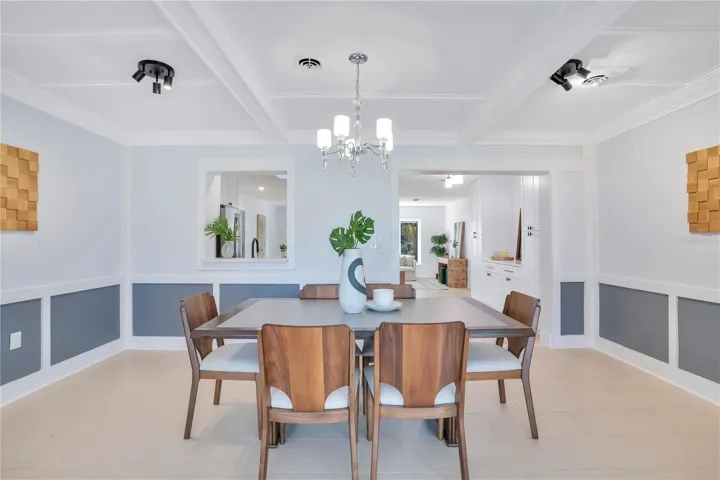 Dining Room with Coffered Ceiling