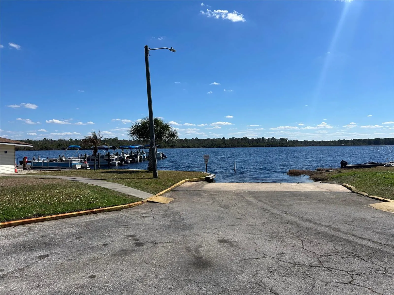 Private boat ramp with dock slips
