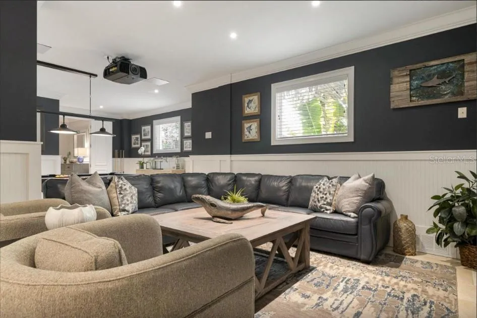 Ground level rec/theater room