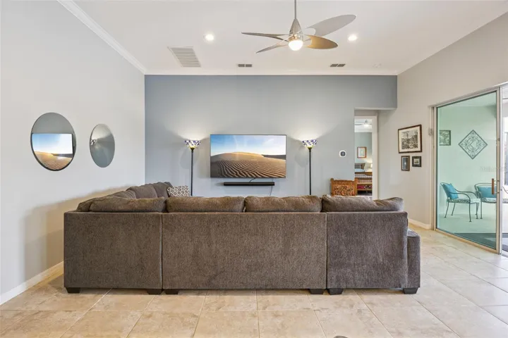 Living Room w/ 12' Ceilings Overlooking Private Views