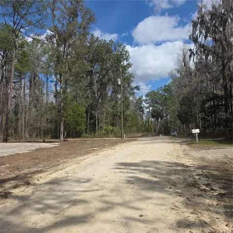 From the stop sign, lot 1 on left. A view of the dirt road.