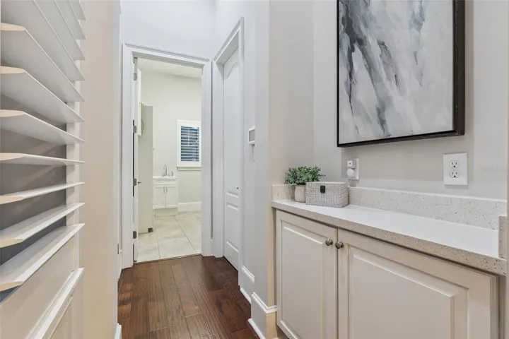 Drop zone leading in from back door and laundry room