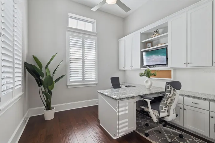 First floor Office with custom built ins.