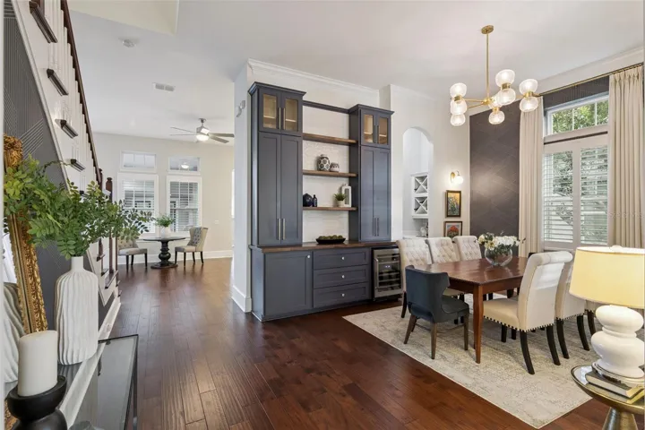 Gorgeous custom built-in bar right off the dining room and Butler's pass through to the kitchen.