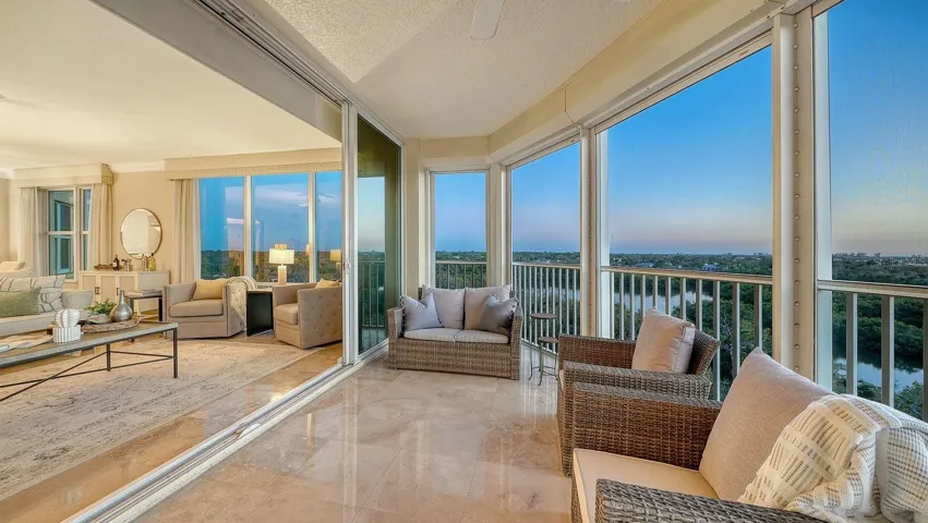 Living area opening to lanai twilight