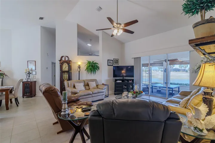 Living Room with View of Lake and Golf Course