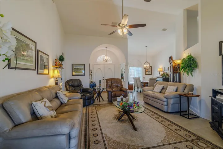 Living Room with Cathedral Ceilings