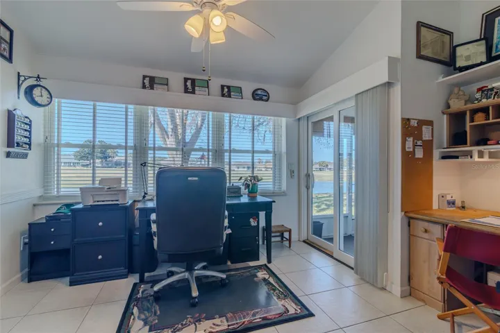 Office off the kitchen area with great view of Lake and Golf Course