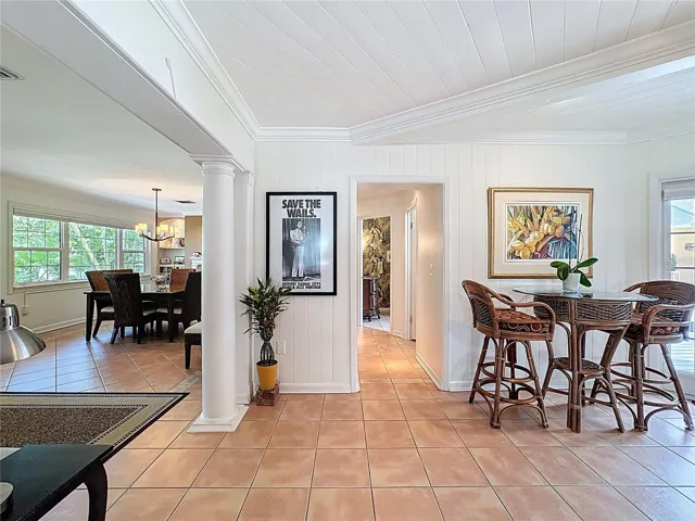 Breakfast area leading into the living room