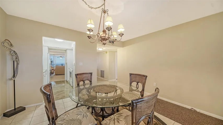 The dining area is light and airy...