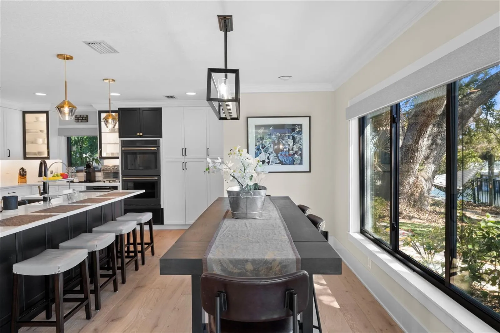 Dining space adjacent to the kitchen allows for larger gatherings