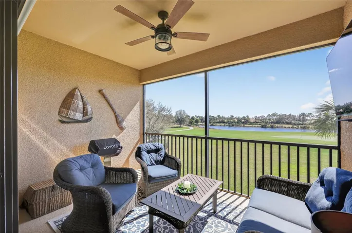 Enjoy golf cart and pond views from your lanai