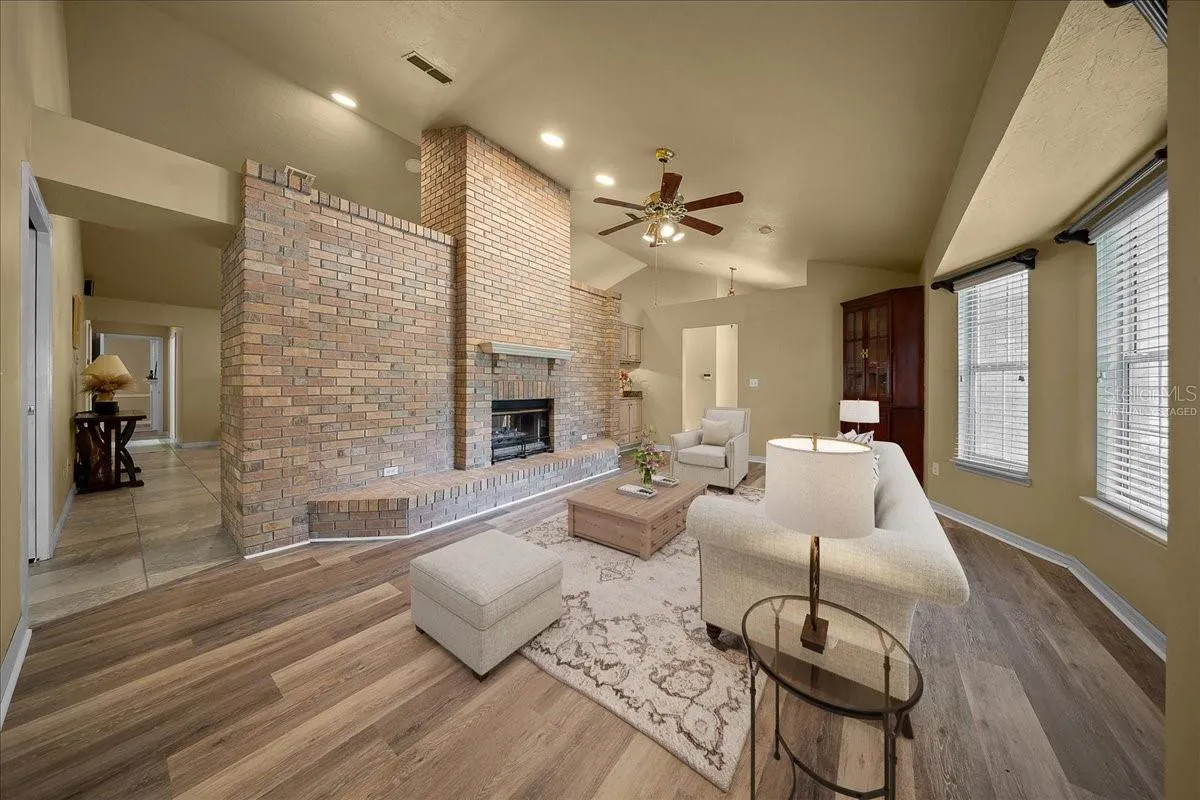 Living Room with FireplaceVirtually Staged
